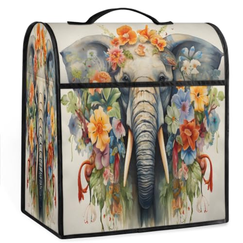 Coffee Maker Cover Flower Elephant Animal Kitchen Appliance Covers Small Appliance Covers Blender Cover Juicer Cover Dust Covers for Kitchen Appliances with Top Handle and Pockets,Washable,C872
