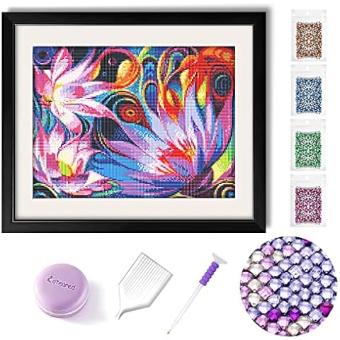 Square Rhinestone Diamond Painting Crystal -Dynamic Floral Fantasy,5D DIY Diamond Art Kit Full Drill Paint by Number Set with Tools and Accessories Diamond Painting Kits for Home Decor (16x12in) Cover