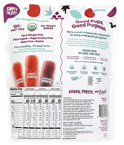 Goodpop Organic Assorted Freezer Pops 20 Count, 30 Fz #TOP1
