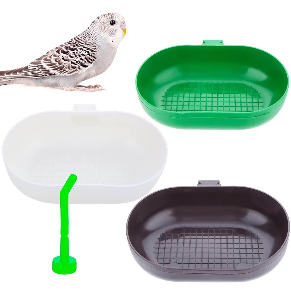 3 Pack Small Bird Plastic Feeder Seed Food Feeding Cup for Bird Parakeet Budgie Cockatiel Lovebird