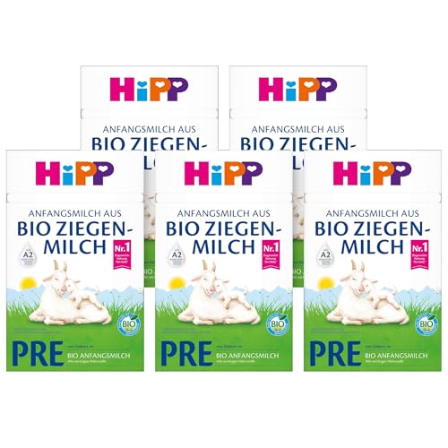 HiPP PRE Anfangsmilch aus Bio Ziegenmilch (5 x 400g), von Geburt an, mit GOS, nur Lactose, A2-beta-Casein, besonders leicht verdaulich