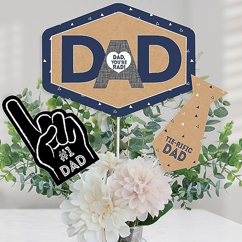 Big Dot of Happiness My Dad is Rad - Father's Day Centerpiece Sticks - Table Toppers - Set of 15