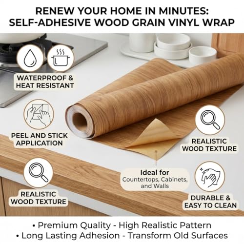 Image of HOME13 Self Adhesive Wood Grain Wallpaper for Furniture Vinyl Sticker Wooden Door Desktop Wall Paper Kitchen Wallpaper (2 feet by 5 feet, Texture 1)