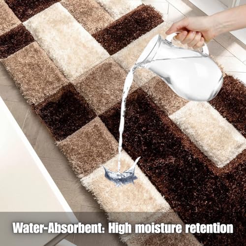Image of 1.5x3 feet Soft Runner Rug for Living Room and Bedroom, Modern Indoor Floor Carpet with Non-Slip Backing, Comfortable Home Decor Rug, Easy Clean & Durable- (3D Coffee B, Rectangular)