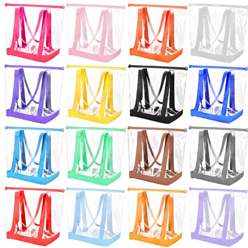 Image of Silkfly Clear Tote Bags Bulk, PVC Shoulder Handbag, Security Approved See Through Bag with Zipper Closure for Work