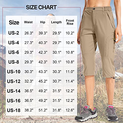 Linlon Women's Quick Dry Cargo Shorts,Outdoor Casual Straight Leg Capri Long Shorts For Hiking Camping Travel # 2030-Khaki-36（16） #TOP5