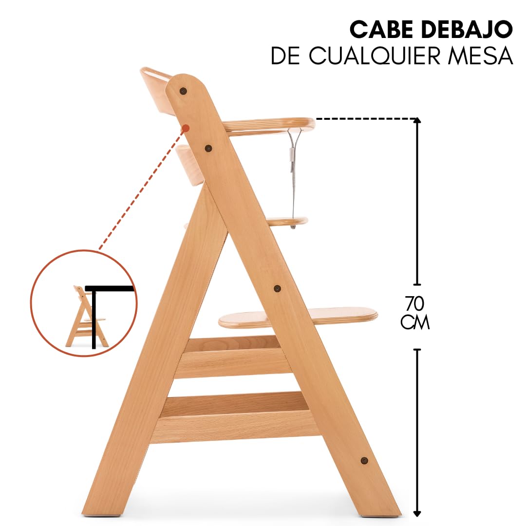 hauck Set de Silla de Madera para Niños Alpha Plus, Bandeja de Juego Play Tray, Juguete para la Trona y Cojín de 2 Piezas, Tronas de Bebe Evolutiva desde 6 Meses - Natural