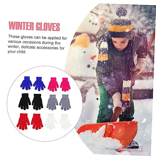 VANZACK 6Pairs Cold Gloves Yarn Full Finger Mittens for Winter Warm Simple Gloves for Outdoor Indoor Activities Boys Age Multi Color3