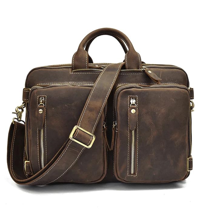 mahetri Dublin Leather Backpack Briefcase 2-in-1 | Genuine Leather Convertible Office & Travel Bag | Laptop Compatible with Padded Compartment | Adjustable Straps & Multi-Pocket Organisation-picture-11