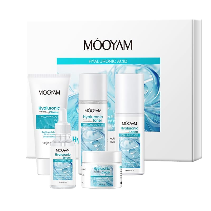 KORAL - Set Belleza Facial Mujer con Ácido Hialurónico y Centella Asiática – Rutina Completa: Limpiador, Tónico, Loción, Serum, Crema – Regalo Original