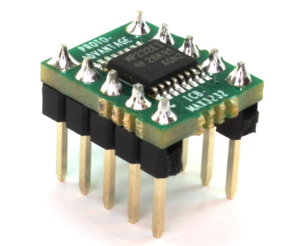 (Qty 2) Proto-Advantage ICB-MAX3232 IC Breakout Board for MAX3232 Multi-Channel 2/2 RS-232 Line Driver and Receiver to DIP-10 (Fully Assembled)