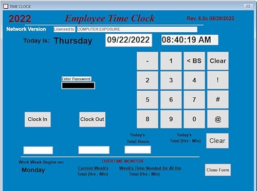 Computer Exposure Small Business Network, Employee Time Clock Software, Multiple PC Access License on a Network, Up to 100 Employees, No Monthly Fees! (Windows 11,10, 8, 7 & Server 2022, 2019, 2016)