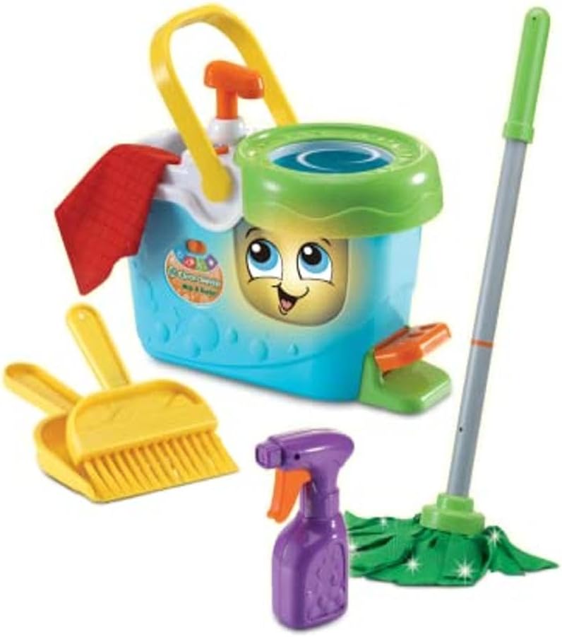 LeapFrog Clean Sweep Mop & Bucket, Interactive Pretend Play Toy, Teaches Cleaning Skills with Fun Sounds and Music, Ideal for Kids Aged 3–5 Years