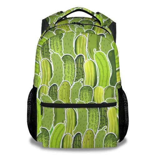 Pickle School Backpack for Girls - 16 Inches Green Backpacks for Boys - Funny Carry Bookbag for Highschool