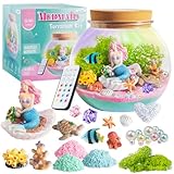 Mermaid Light-Up Terrarium Kit for Kids - LED Night Light Birthday Gift for Girls Ages 4 5 6 7 8-12 Year Old - Mermaid Toys for Girls - DIY Arts and Crafts Kit for Kids