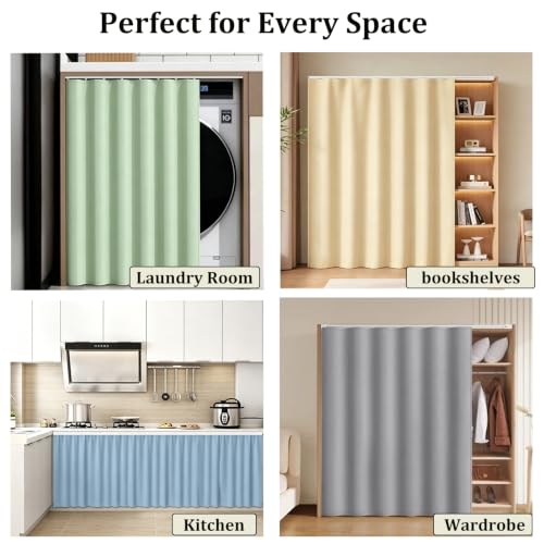 Rideau de placard coulissant beige W180xH150cm sans perçage