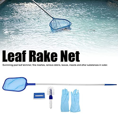 Bladhark Netto, Zwembad Schoonmaakset Blad Skimmer Net met Paal Spons Borstel Handschoenen Accessoires, met… - Image 4