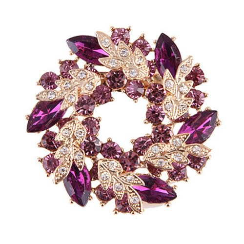 Image of Rhinestone Flower Brooch for Women Crystal Wreath Brooch Pin Stylish Big Flower Brooch Rhinestone Crystal Bauhinia Flower Wreath Brooch Elegant Clothing Hat Bag Accessories Christmas Wedding Bridal Birthday Jewelry