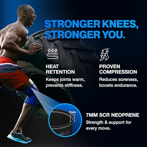 Image of Modvel 7mm Neoprene Knee Sleeves for Men & Women Weightlifting & Powerlifting - Compression Knee Sleeve Support for Squats, Gym, Training - USPA, IPL Approved - Small Blue (Pair)