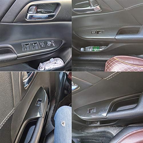 RUIHE 4pcs Carbon Fiber Color Stainless Steel Door Window Lift Panel Cover Trim Fit for Honda Accord Sedan 4Door 2013 2014 2015 2016 2017