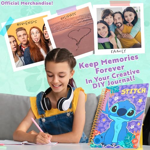 Image of Get Trend Disney Stitch DIY Journal Kit for Kids with Notebook Stickers Pens Erasers Bookmarks Stamps Glitter Tapes Stationery Gifts for Girls