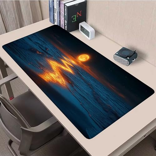 Tapis de souris xxl lune noir imperméable contre rayures de bureau - 4