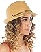 Funky Junque Womens Upf50+ Straw Fedora Hat Summer Fashion Short Brim Adjustable Multicolor Woven Pattern - Natural Multi W/Beaded Ropes