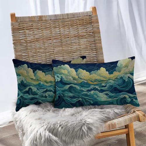 Housse de coussin extérieur imperméable bleu 40x60 protégeant votre canapé de jardin - 5