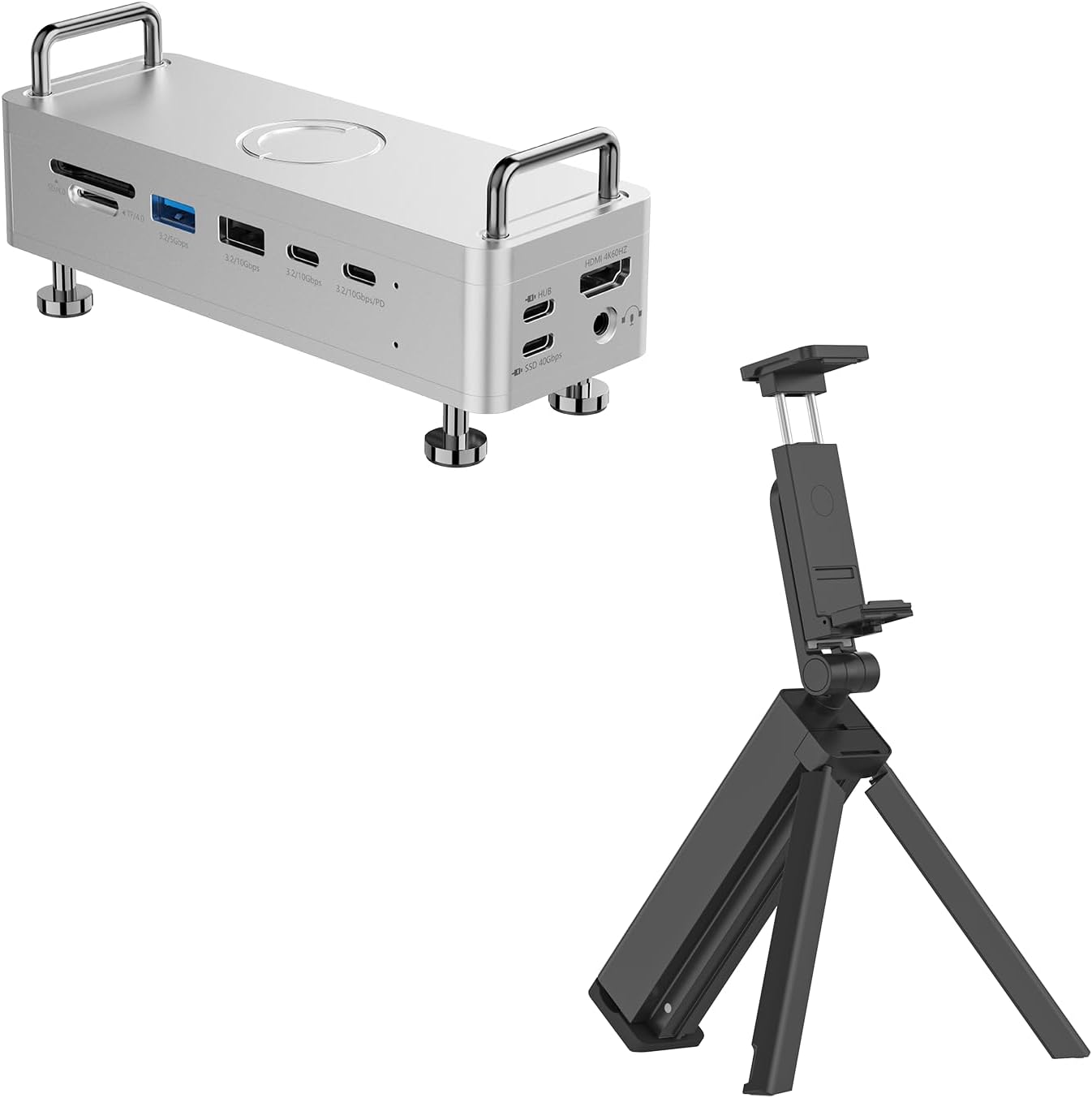 ULANZI QT03 Docking Station and ULANZI SK-20 Travel Essentials Airplane Phone Holder