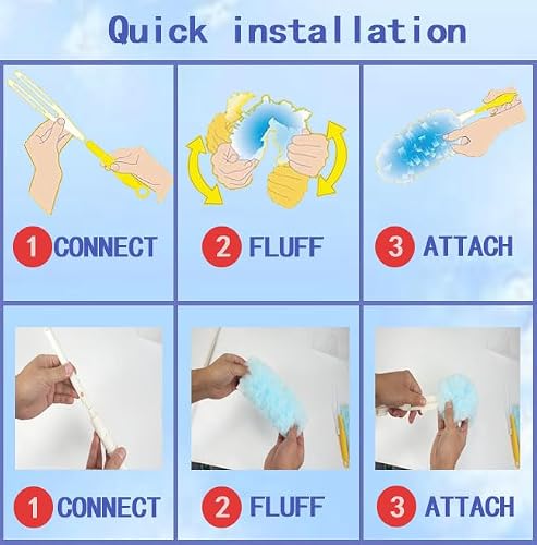 50 Count Duster Refills 360 Heavy Duty Duster Refills Compatible with Swiffer, Multisurface Heavy Duty Duster Replacements with 1 Short Handle and 1 Extenda Handle - Thumbnail 4