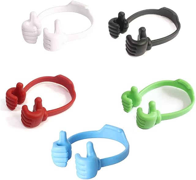 5Pcs Phone Holder Thumbs Up Phone Stand Portable Adjustable Flexible Silicone Mobile Phone Holder Novelty Fun Lazy Phone Holder for Office Home Desk(Mixed color)