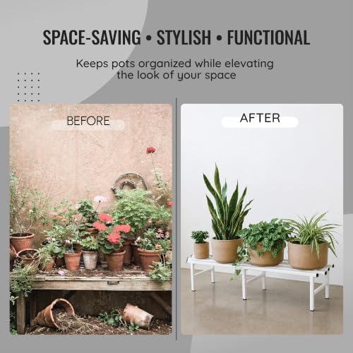 Image of Robustt Horizontal Metal Pot Stand (Set of 4) 76x24x18 Cm | Rust-Proof Matte Powder-Coated Pot Stand for Big Size Plants | Supports Up to 200 Kg| Ideal for Balcony, Outdoor and Indoor Plant Display