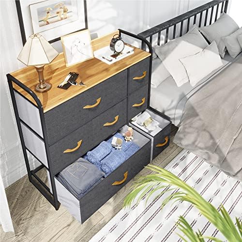 YITAHOME Chest of Drawers, Cationic Fabric 7-Drawer Storage Organizer Unit for Bedroom Living Room Closet, Sturdy Steel Frame, Easy Pull Fabric Bins & Wooden Top, Fabric Dresser