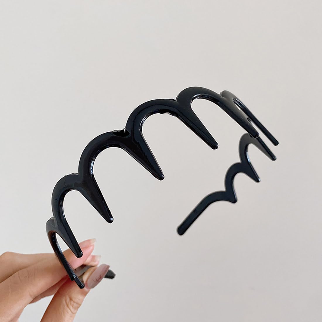 PFLYPF 6-delige haarband, elastisch, met 2 metalen banden, zigzag-haarband, rond, van kunststof, onbreekbaar, flexibele hoofdband, sporthaarband voor dames en meisjes