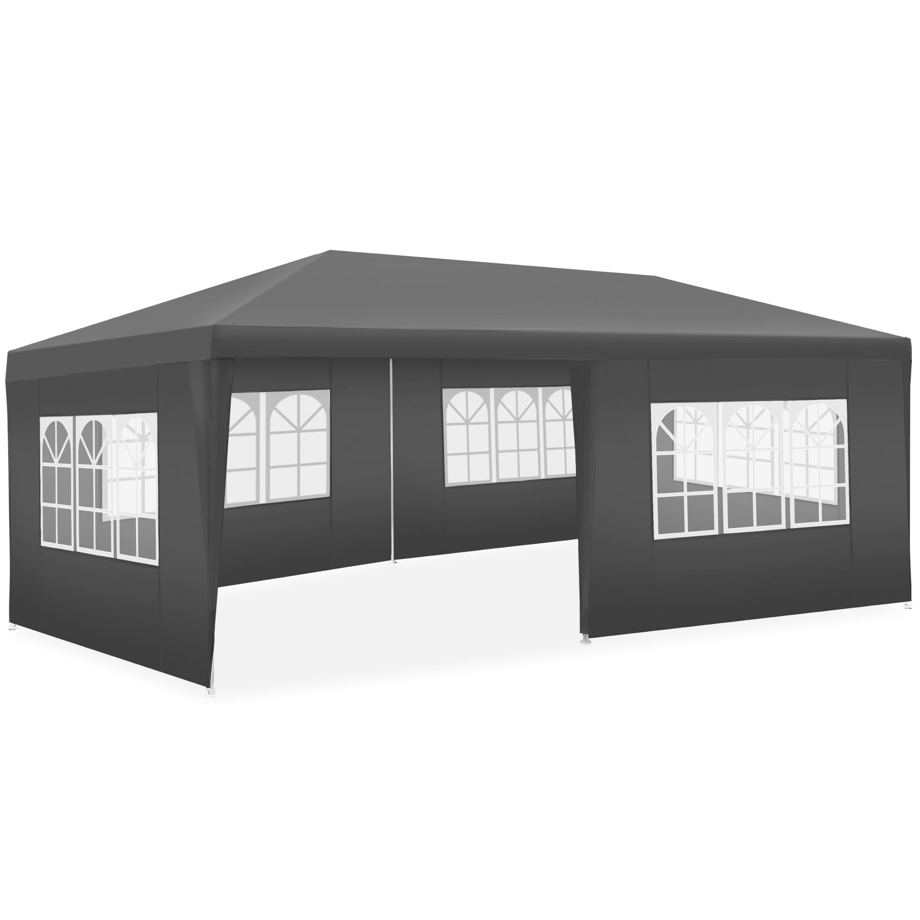 tectake® Carpa Desmontable 3x6 m, con 5 Paneles Laterales Desmontables, Protección a la Intemperie, Cenadores para Jardin, Playa, Cuerdas Tensoras y Piquetas, Carpas para Exteriores - Gris