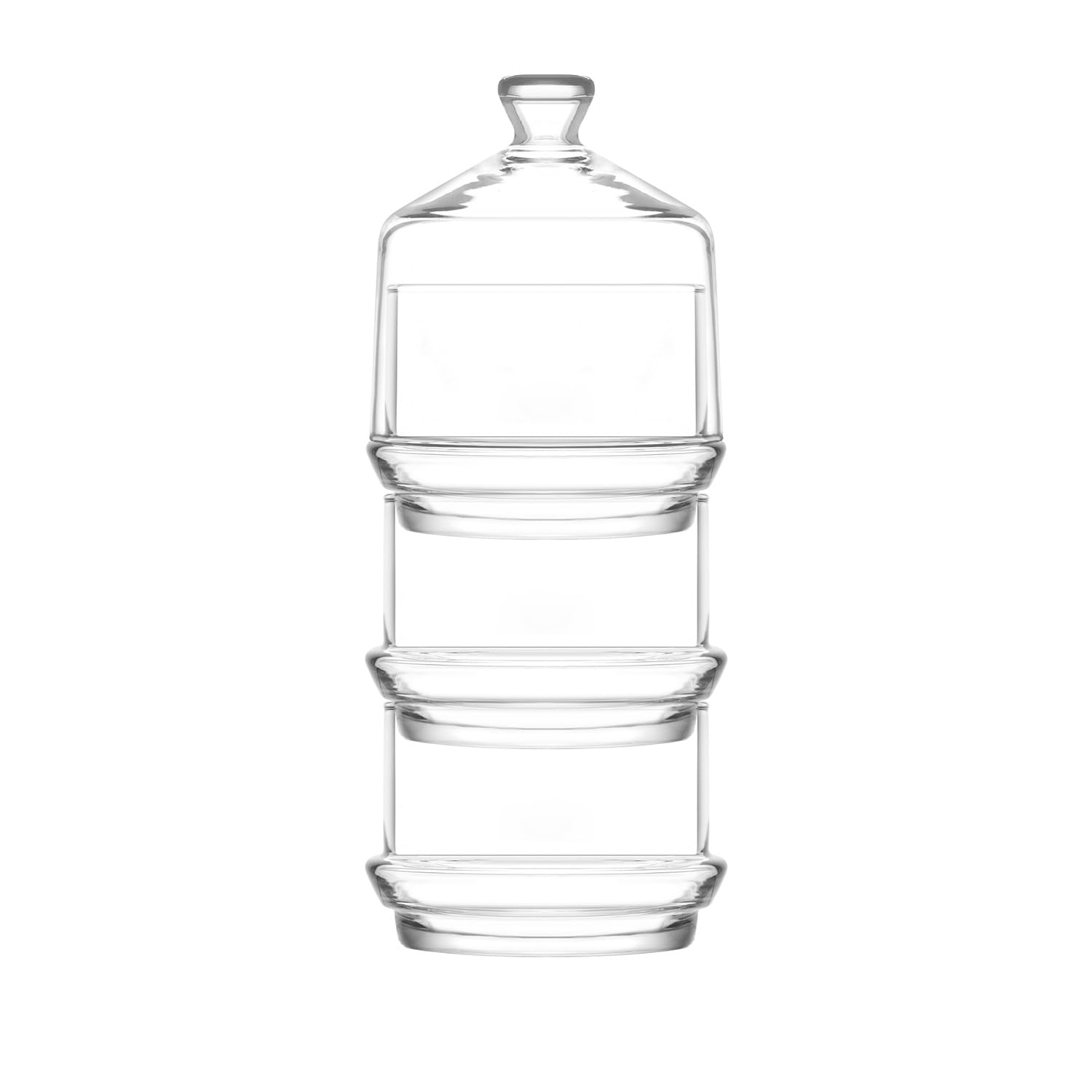 LAV Berry Glass Candy Dish Set with Dome Lid, Clear Glass Food Serving Containers with Cover, Stackable Domed Containers, Covered Serving Dish Set, 25.8 Oz (765 cc)