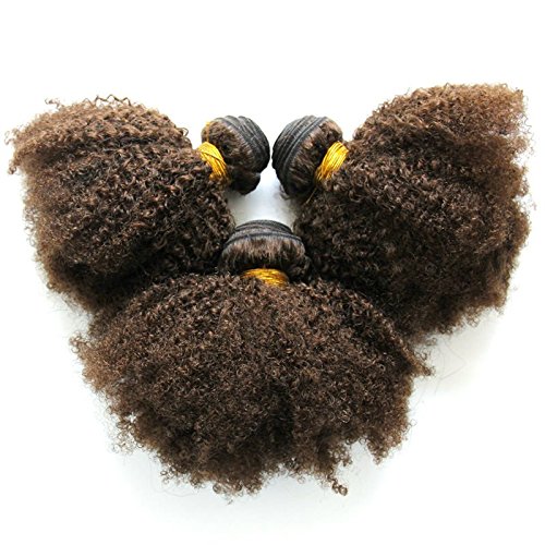 Hair Light Brown Color #4 Afro Kinky Curly Style Virgin Brazilian Human Hair Weaving Wefts 10.5oz(300gram) 3Bundles/Lot(26"+26"+26")