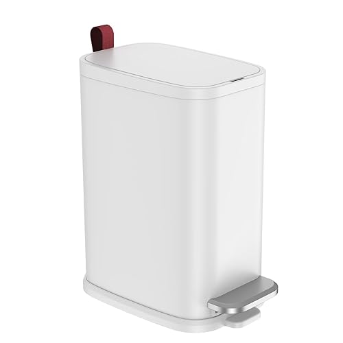 Cubo de basura pequeño para baño con tapa de cierre suave, cubo de basura de acero inoxidable con cubo interior extraíble, cubo de basura Peadl de 5