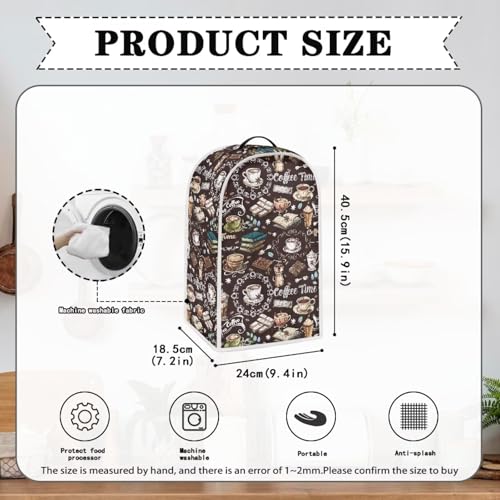 Image of Talayituse Coffee Chocolate Book Print Blender Dust Cover with Handle, Stand Mixer or Coffee Maker Appliance Covers Anti Fingerprint Dust Proof Stain Resistant Blender Cover for Home Kitchen