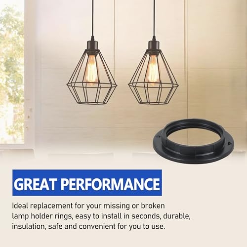 Image of E26 /E27 lamp holder shading and dustproof fixing ring kit, compatible with lamp lampshade locking ring /snap ring accessory set, black 5-piece installation component