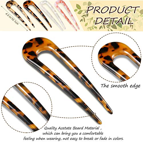 image for Chuangdi 8 Pieces U-Shaped Hairpin with 2 Prongs Vintage Hair Pin Fork