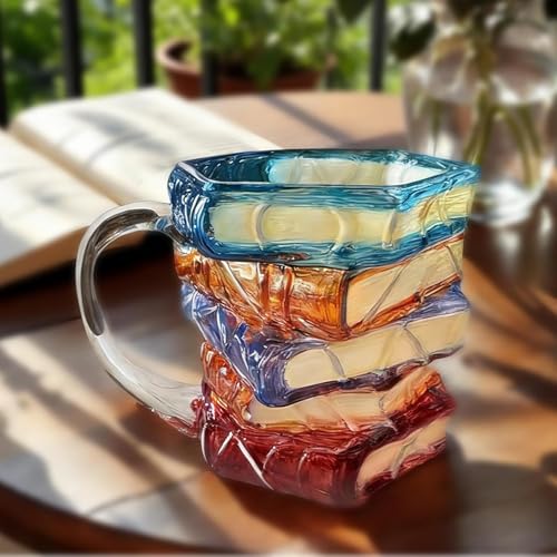 3D Painted Chapter Book Mug, Handcrafted Stained Glass Chapter Coffee Cup with Realistic...