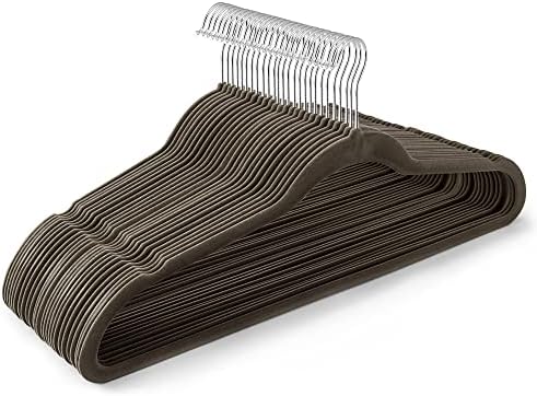 Jersow Velvet Hangers, 60 Pack Non Slip Felt Hangers Space Saving Clothes Hanger, Velvet Hanger Heavy Duty Adult Hanger for Coats and Suits (Grey)