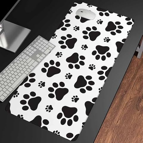 Gesmatic Large Gaming Mouse Pad Non-Slip Desk Pad Waterproof Desk Writing Pad Easy Clean Laptop Desk Writing Mat Dog Paw Pattern Footprint Puppy Tile for Office and Home 31.5" X 15.7" Cover