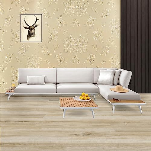Image of ELTON DIY Self Adhesive Textured Beige Wall Paper Wall Decal for Living Room Bed Room Interior Exterior Easily Removable Furniture Make Over (50 Sq Feet, Beige Rose,)