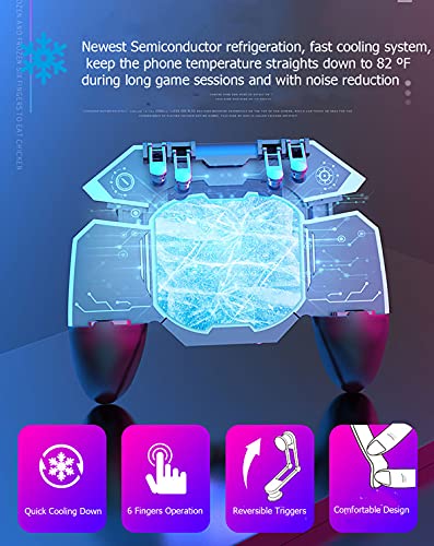 Mobile Phone Controller, Claw Controller, Pubg Triggers Fast Cooling Fan, 6 Fingers Grip Gamepad, L1R1 Trigger Phone Game Radiator, Gaming Remote Fits For Pubg/Fortnite/Rules Of Survival Game/Cod #TOP4