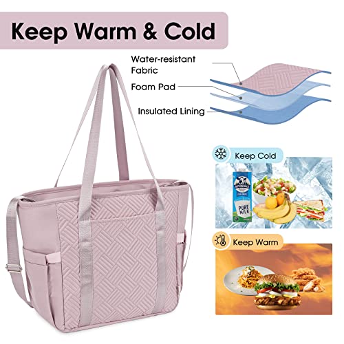 Wandf Lunch Bag For Women Leakproof Reusable Lunch Tote Bag With Wet Pocket Insulated Lunch Box For Work Picnic Outdoor(Pink) #TOP7