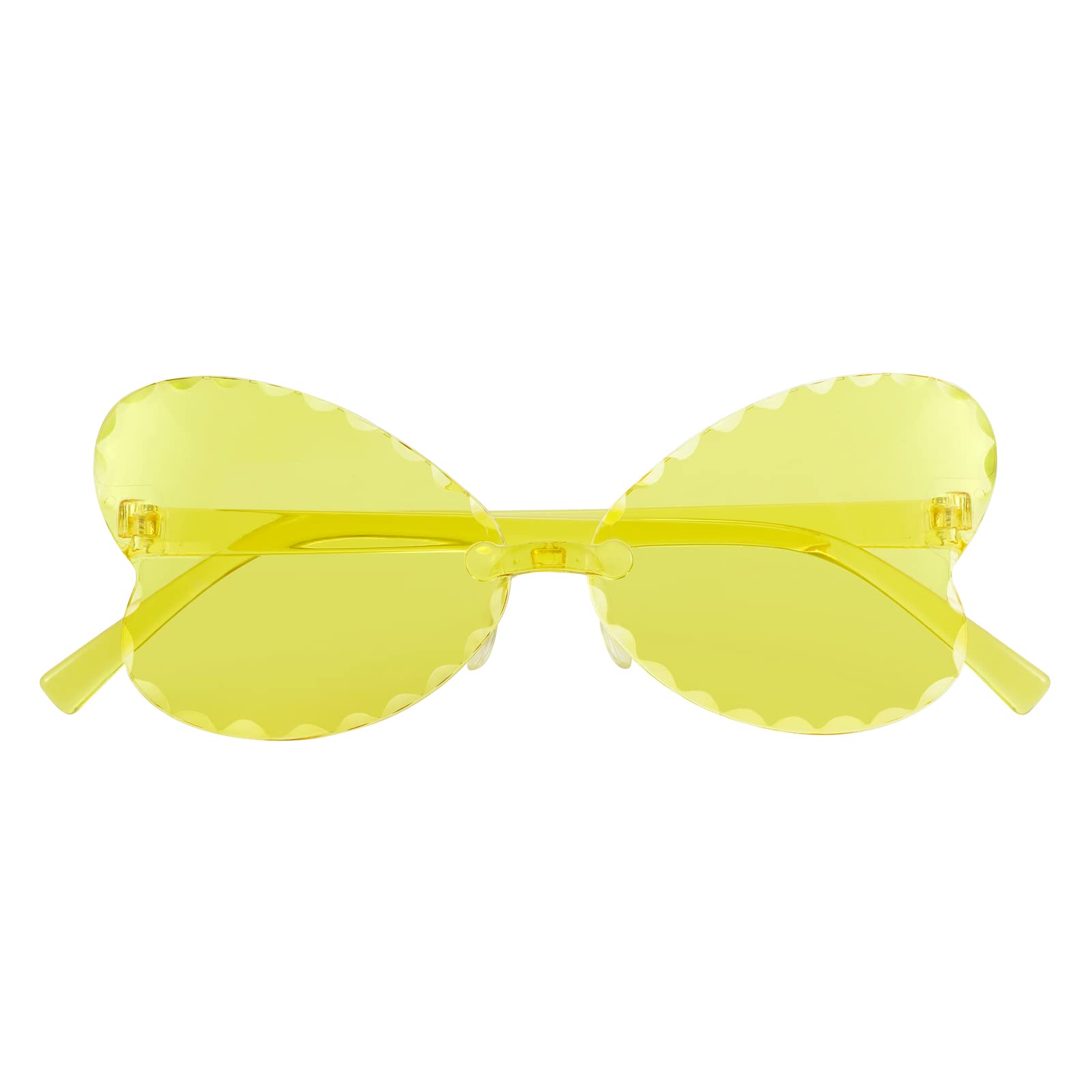 FEISEDY 2 Pack Kid's Rimless Butterfly Shaped Sunglasses Girls and Boys One Piece Transparent Trendy Cute Glasses B4070-F2