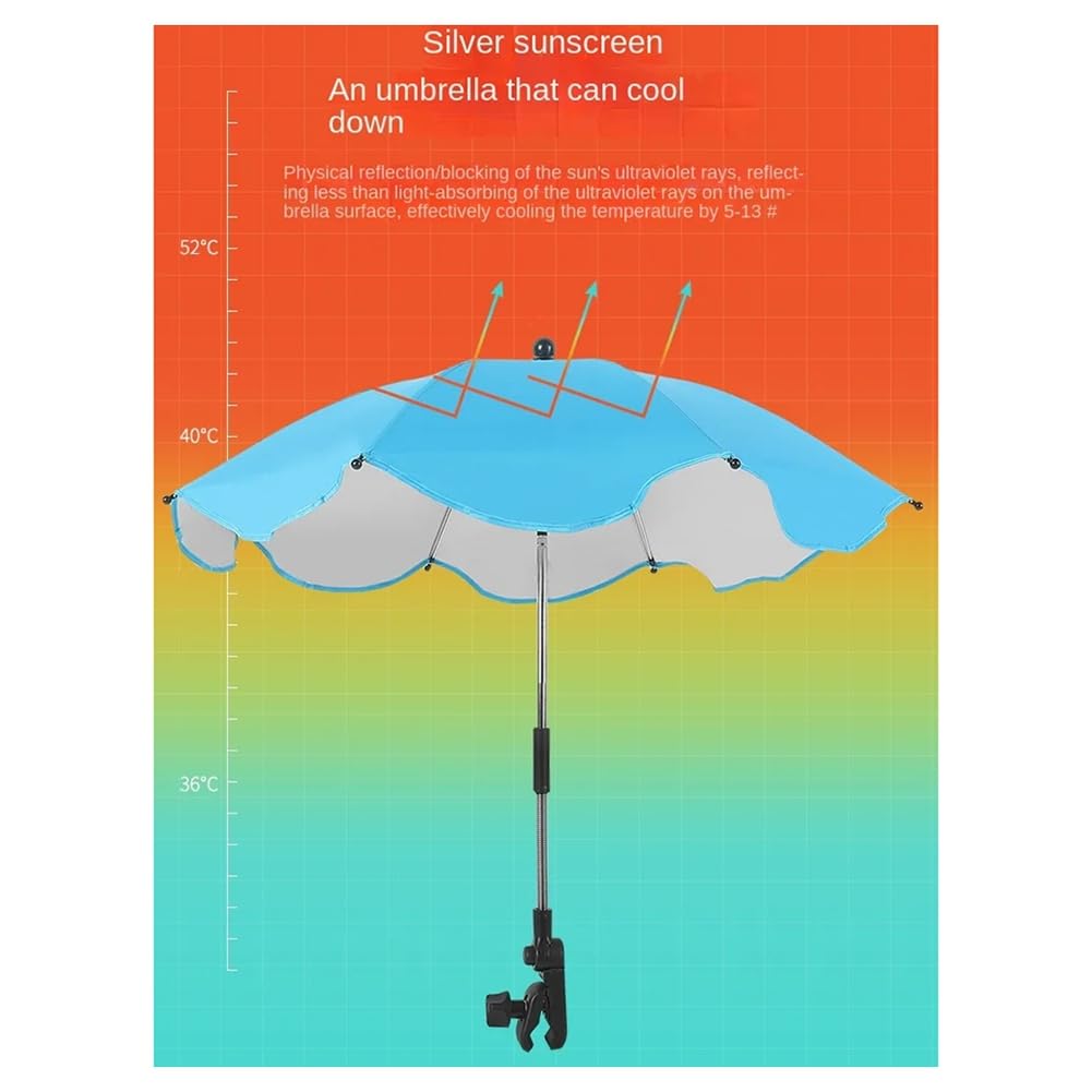 Paraguas Universal para Cochecito de, Sombrilla Ajustable, Protección UV, Sombreo para Accesorios de Cochecito, Visera Solar, Parasol Portátil, Rosa.