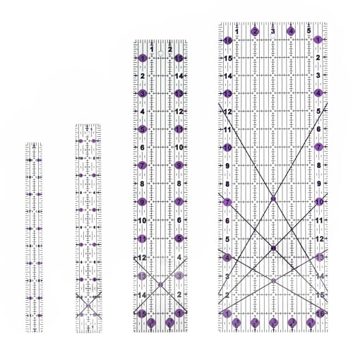 Quilting Rulers Sewing Ruler Acrylic Quilting Ruler Templates Precision Cutting Tools for Patchwork Fabric Sewing Supplies Purple(6X17 3X16 1.5X12 1X11)